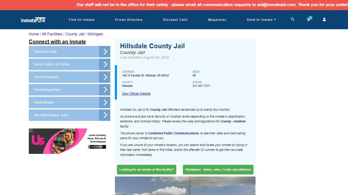 Hillsdale County Jail - Inmate Locator - Hillsdale, MI