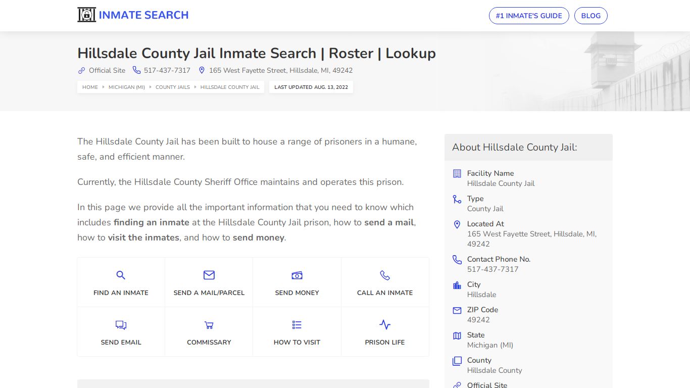 Hillsdale County Jail Inmate Search | Roster | Lookup